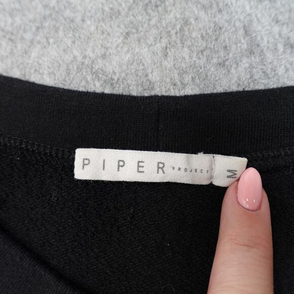 Piper Project Top Womens Medium Cold Shoulder Long Sleeve Knit Black Pullover - Picture 2 of 10